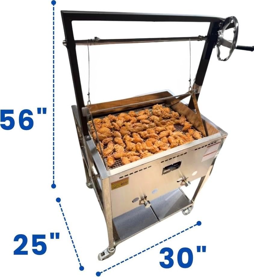 12 Gallon Deep Fryer Cart with Basket Lift | Portable 4 Wheel Large Batch Fryer