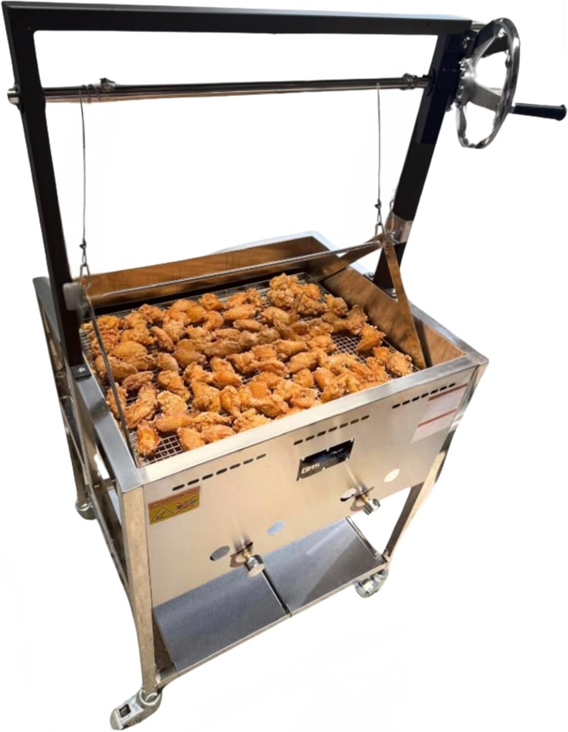 12 Gallon Deep Fryer Cart with Basket Lift | Portable 4 Wheel Large Batch Fryer