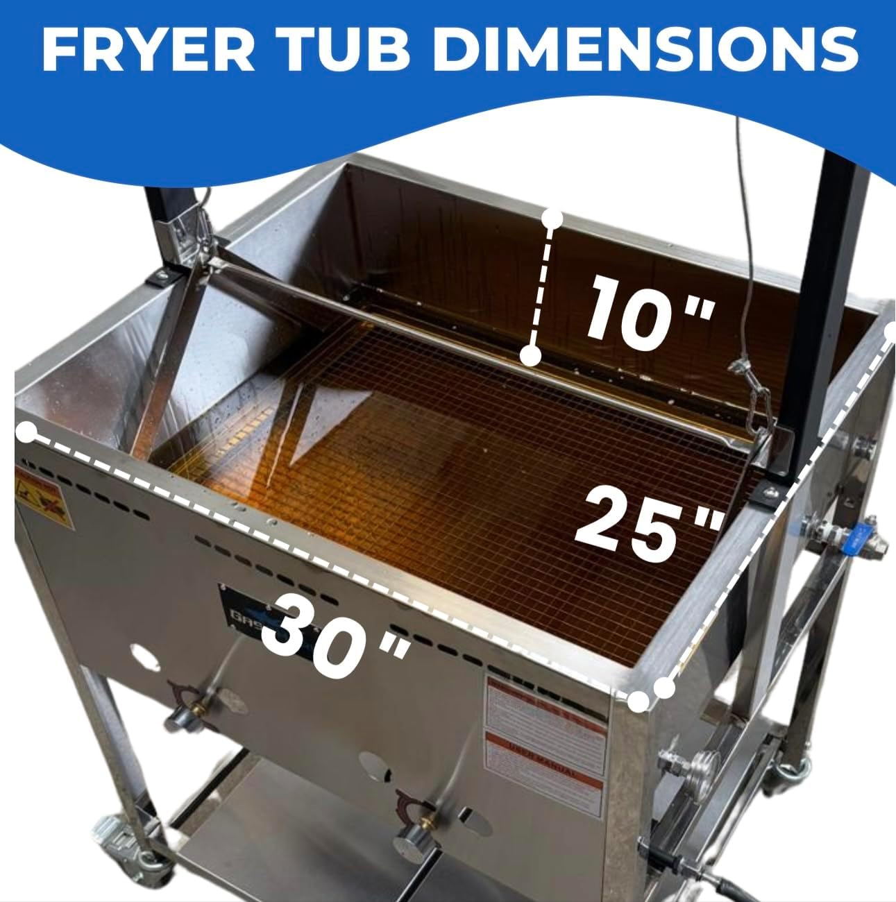 12 Gallon Deep Fryer Cart with Basket Lift | Portable 4 Wheel Large Batch Fryer