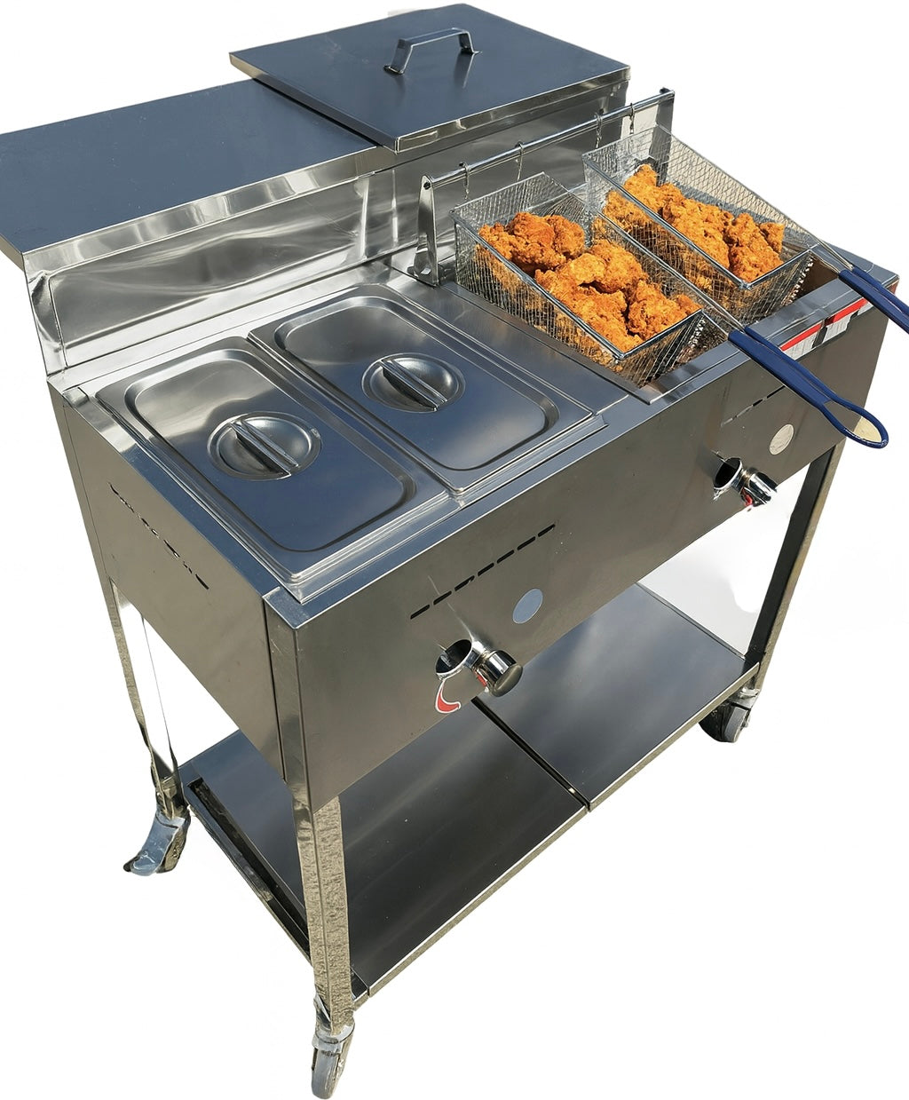 Deep Fryer Cart with 30 lb 3.5 Gallon Single Tank | Stainless Steel