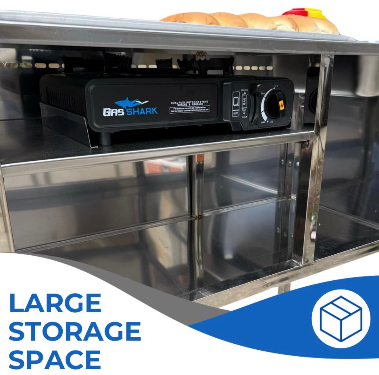 Hot Dog Cart | Stainless Steel Cart with Aluminum Griddle | Butane Powered