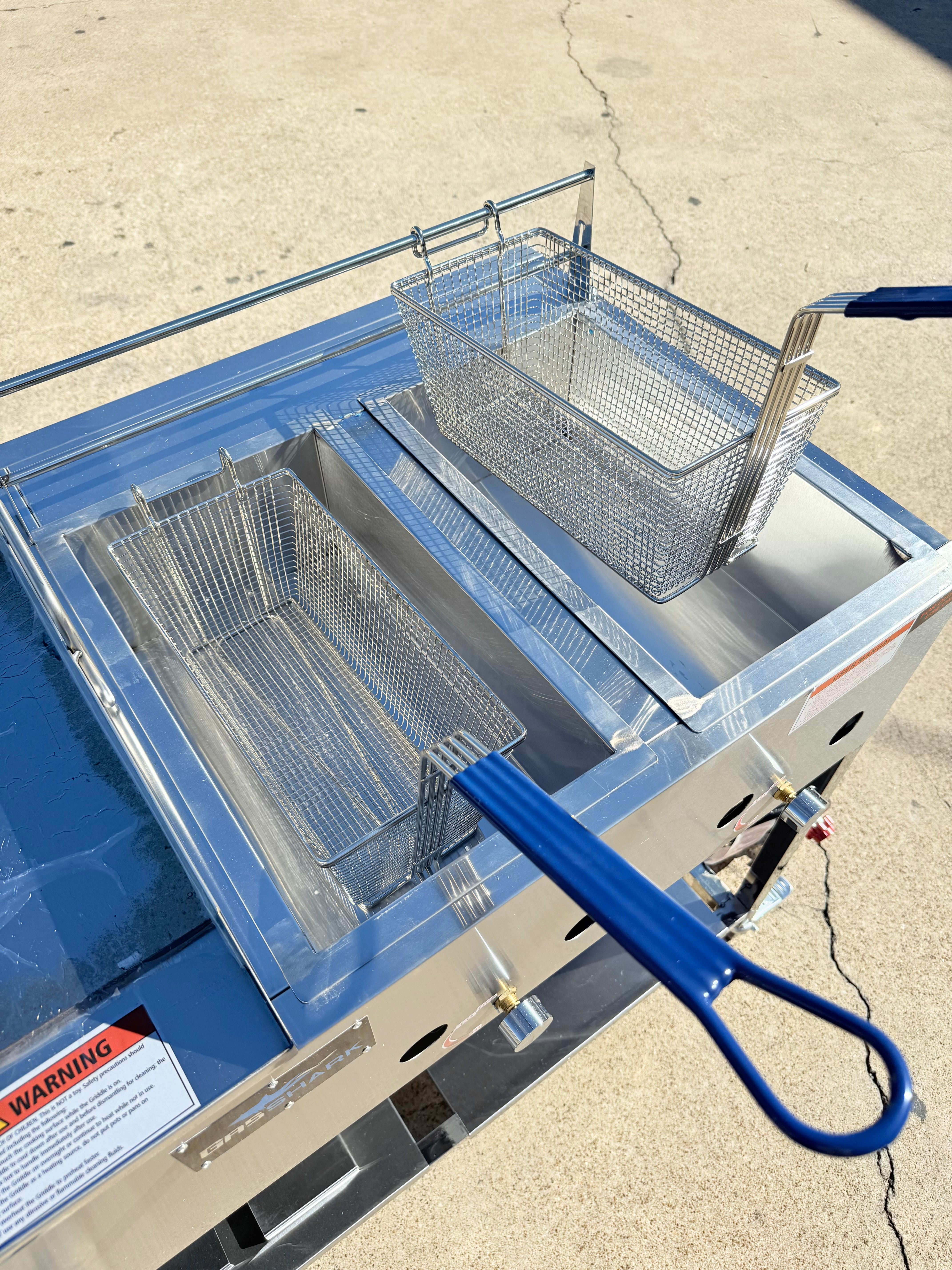 36” x 22” Griddle Flat Top Food Taco Cart w/ 2 Tank Large Deep Fryers