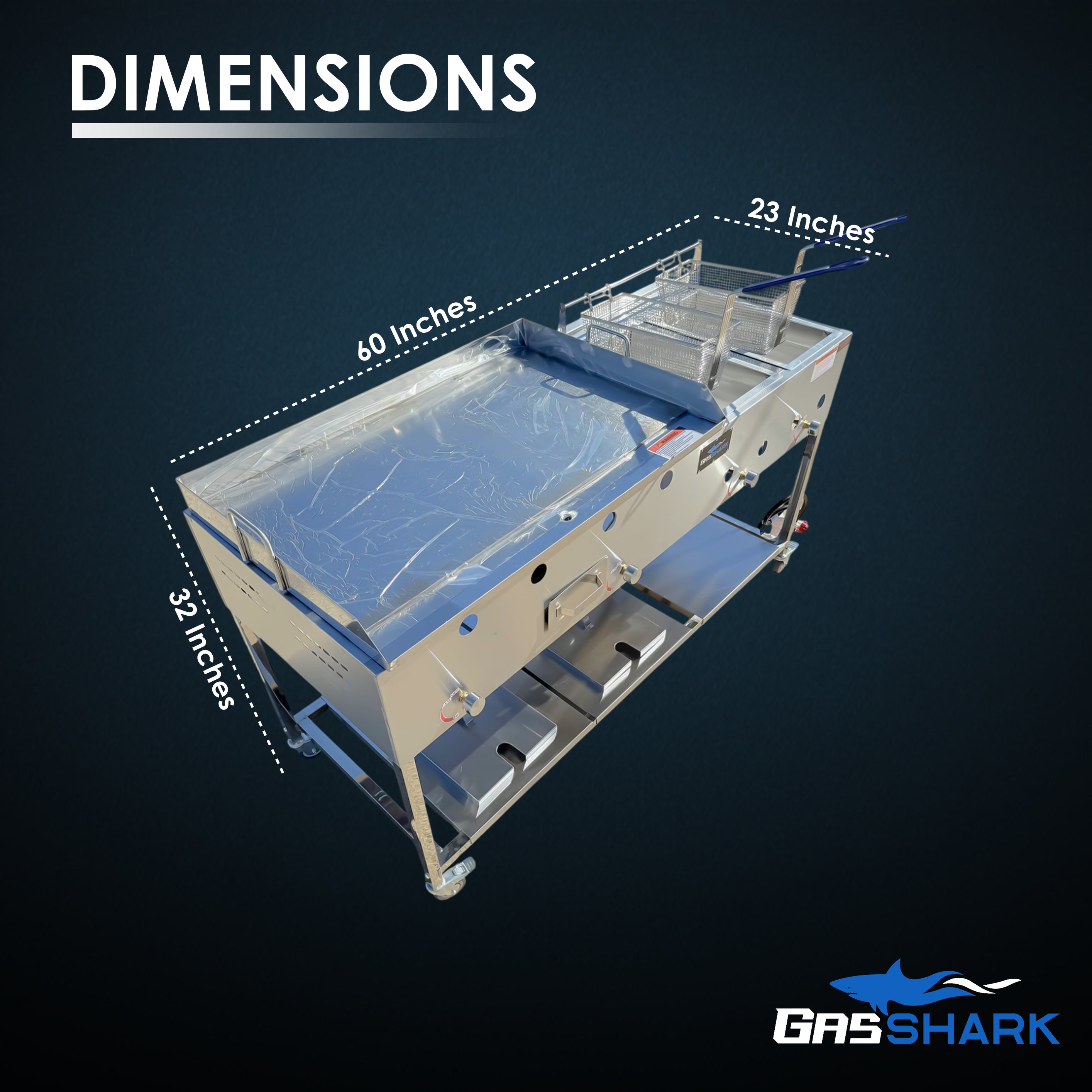 36” x 22” Griddle Flat Top Food Taco Cart w/ 2 Tank Large Deep Fryers