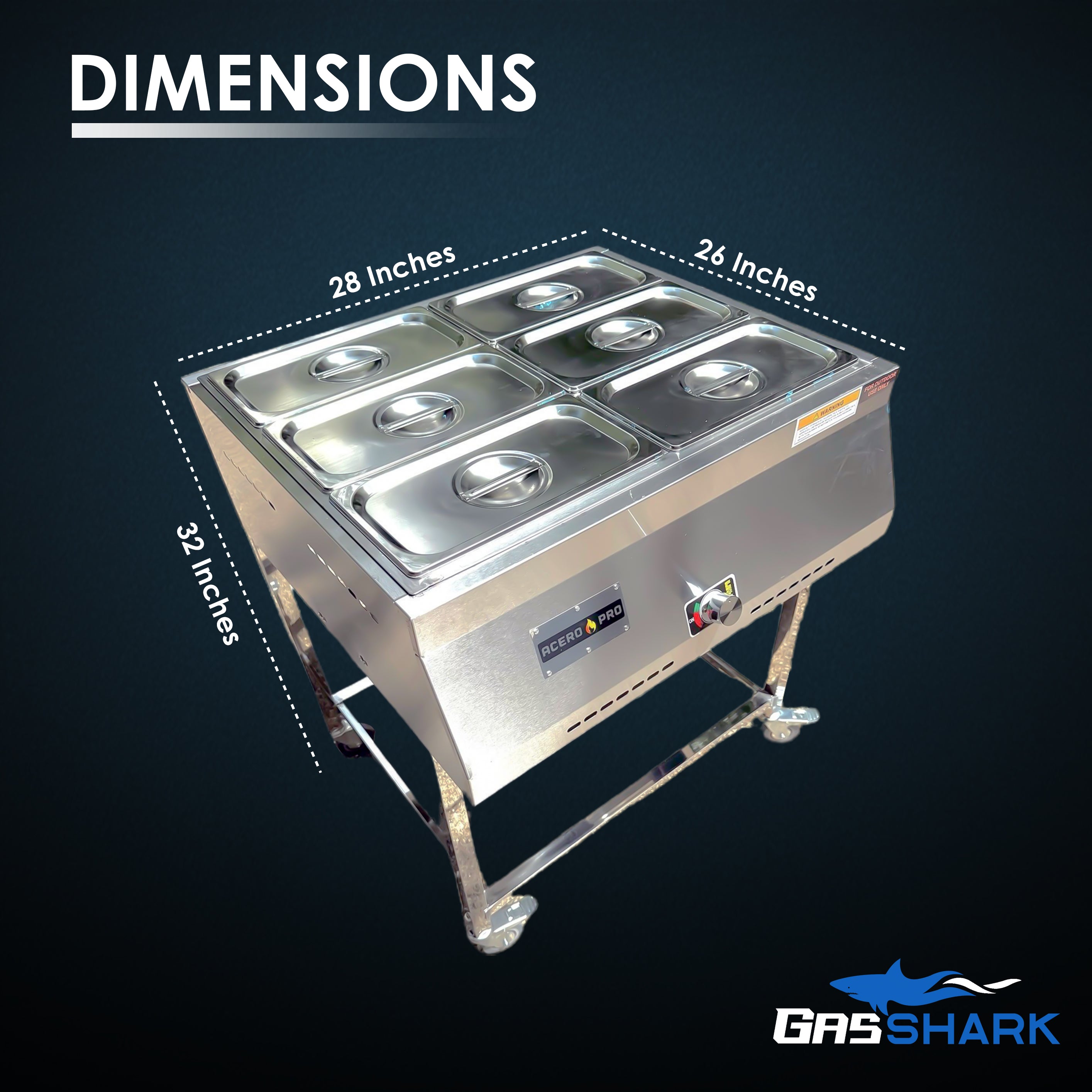 6 Container Food Warmer Steam Table Cart