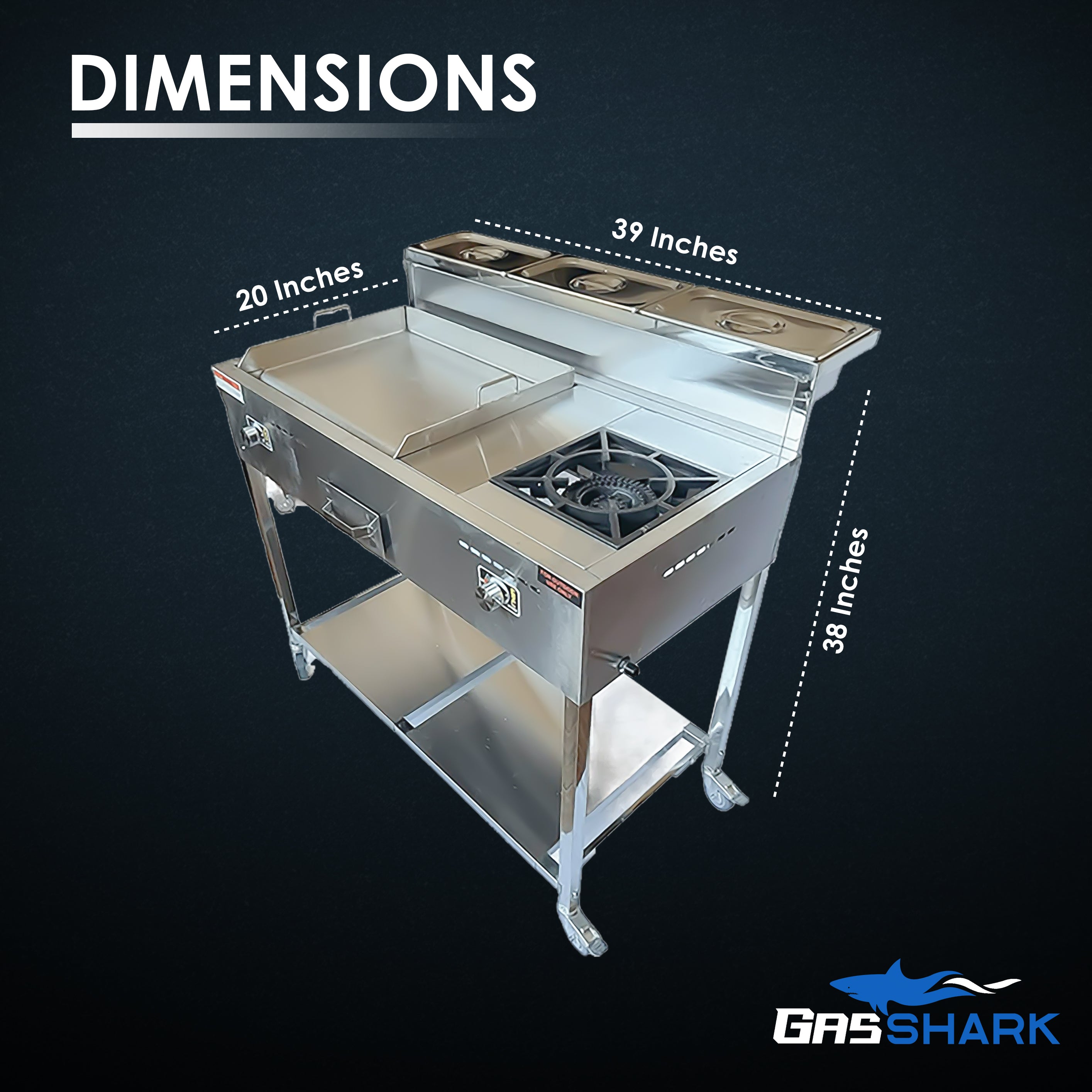 20” Griddle & Stove 2-in-1 Taco Griddle Cart