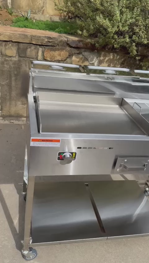 20” Griddle & Stove 2-in-1 Taco Griddle Cart