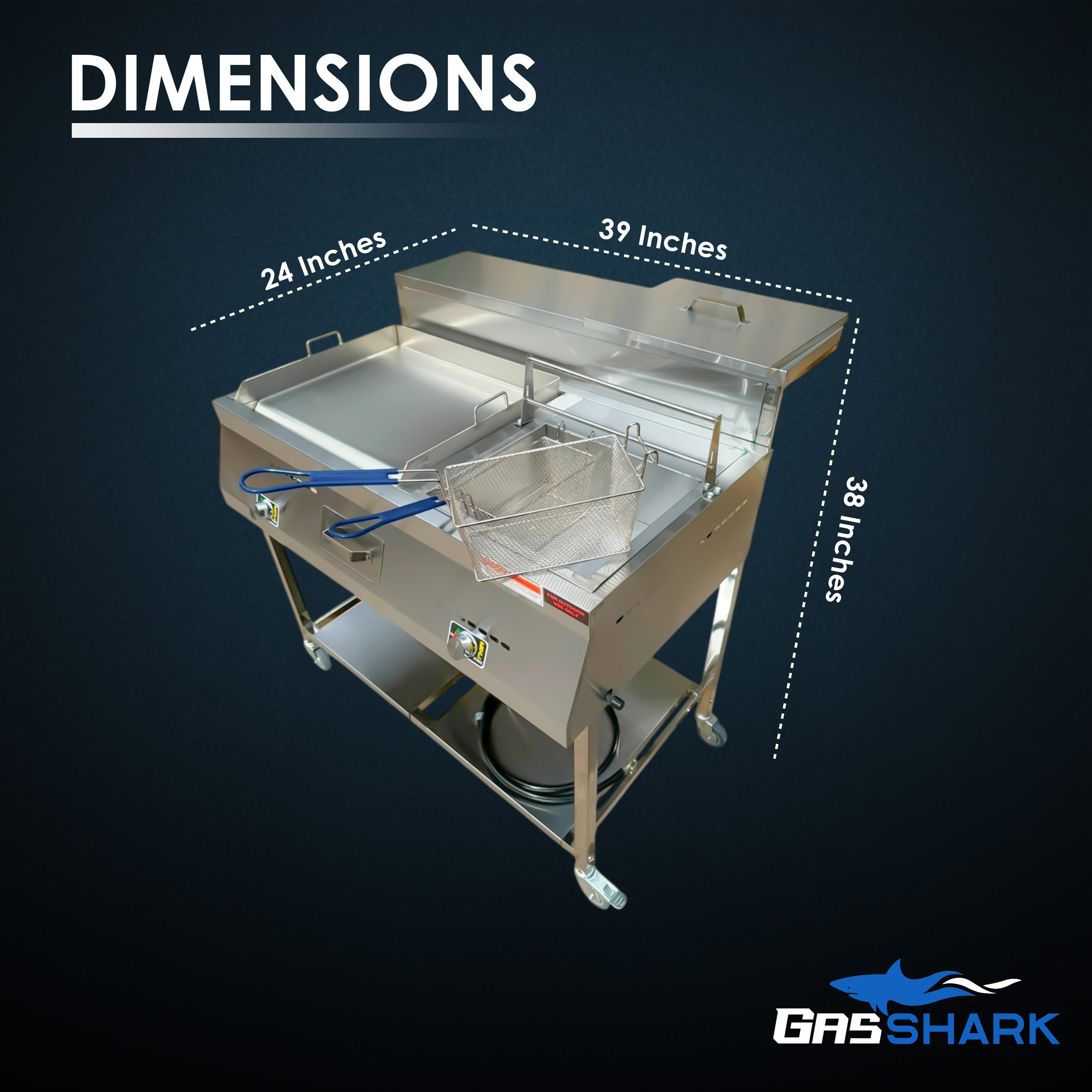 20” Griddle Cart with 3.5 Gallon 30lb Fryer Station